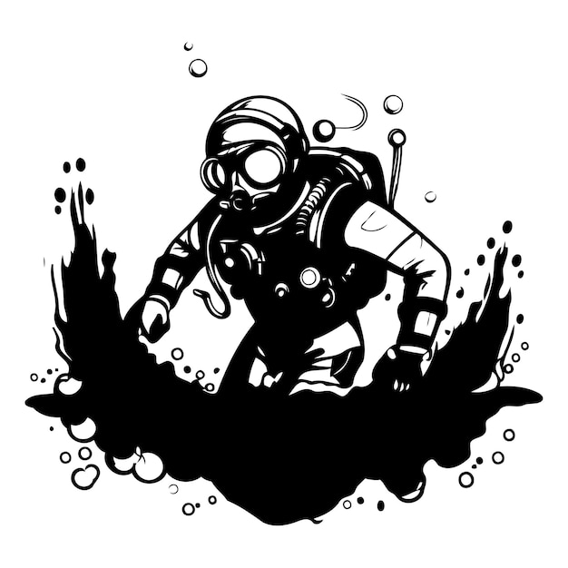 Illustration of a diver in the sea Vector illustration of a scuba diver