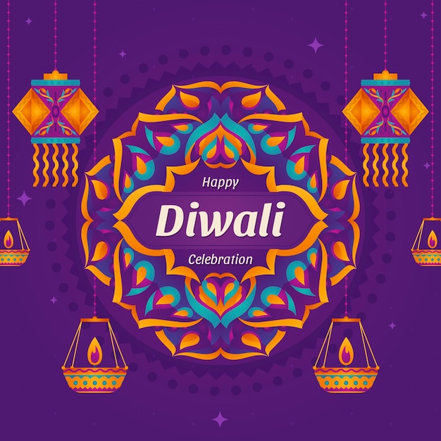 Vettore illustrazione per la celebrazione del festival di diwali