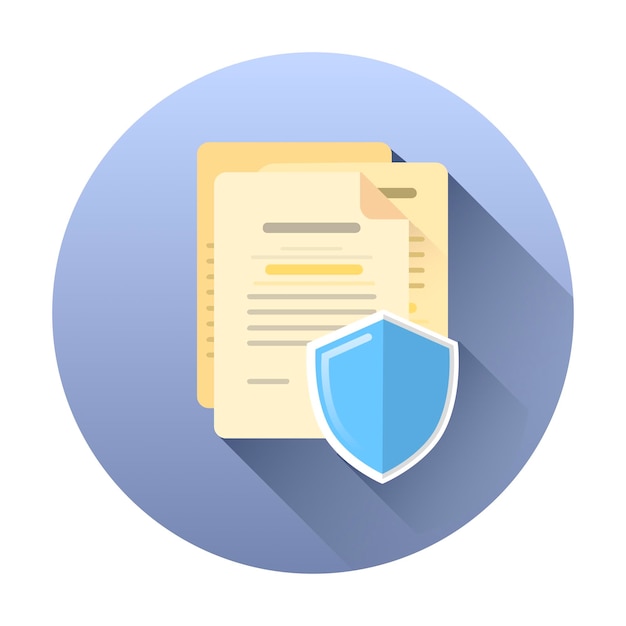 Vector illustration of document protection business papers under protection