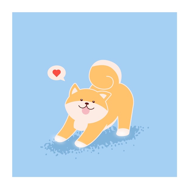 Vettore illustrazione di un cane funny kawaii shiba inu happy shiba inu