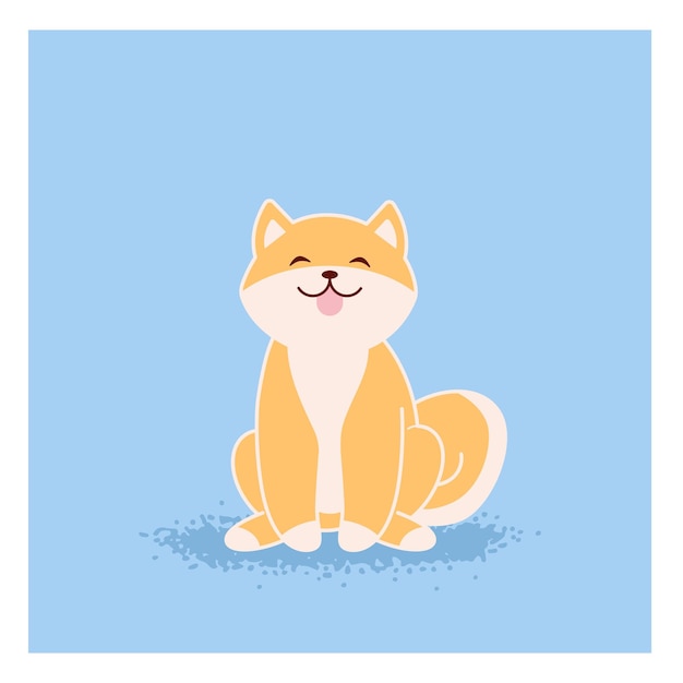 Vettore illustrazione di un cane divertente kawaii shiba inu shiba inu seduto