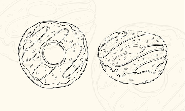 Illustration donut sketch foodhand drawn element design menu isolated object in white background