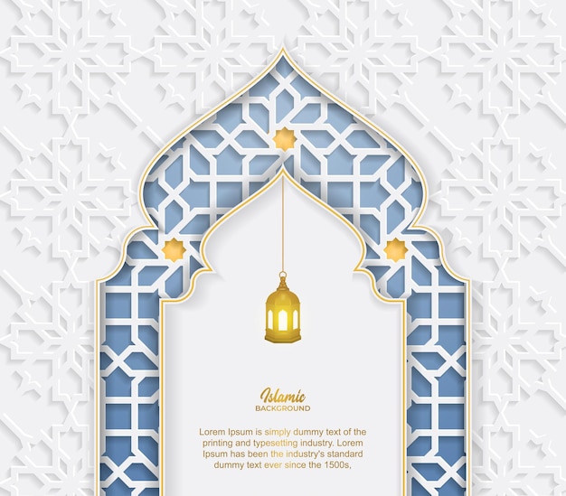 Illustration of doors of mosque geometric pattern background for ramadan kareem greeting cards