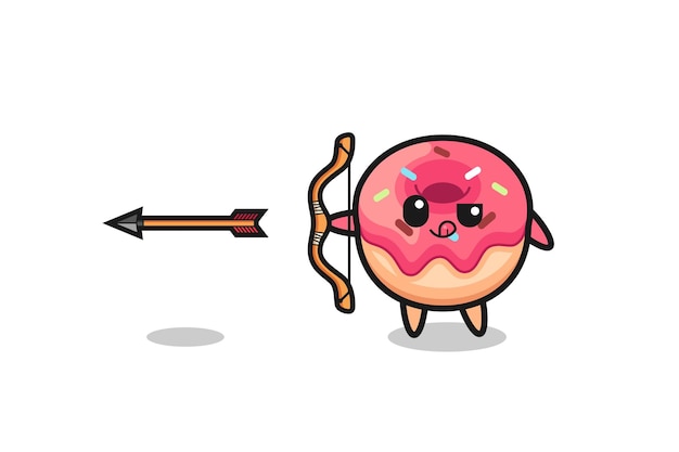 Illustration of doughnut character doing archery