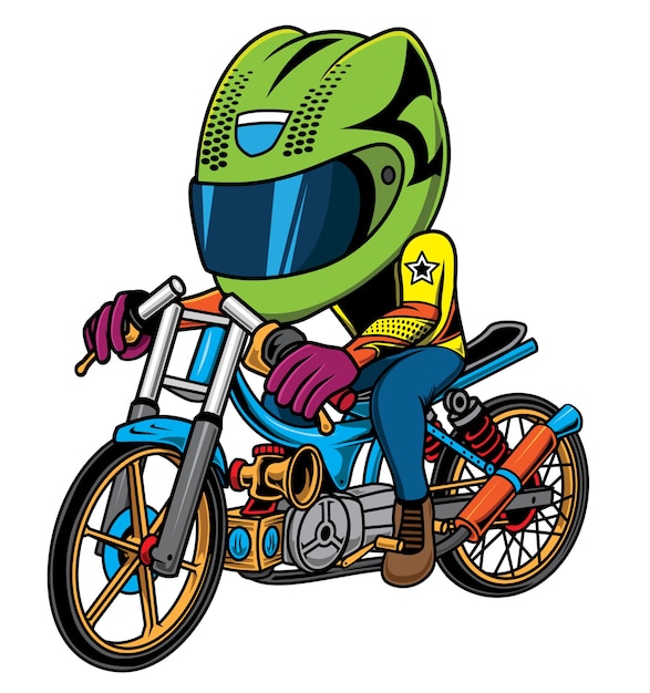 Vector illustration drag racing motorbike rider