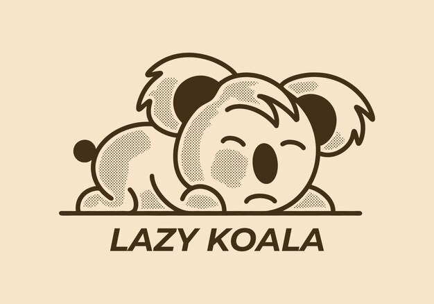 Illustration drawing of lazy baby koala