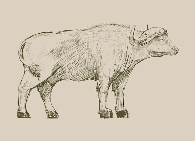 Vector illustration drawing style of buffalo