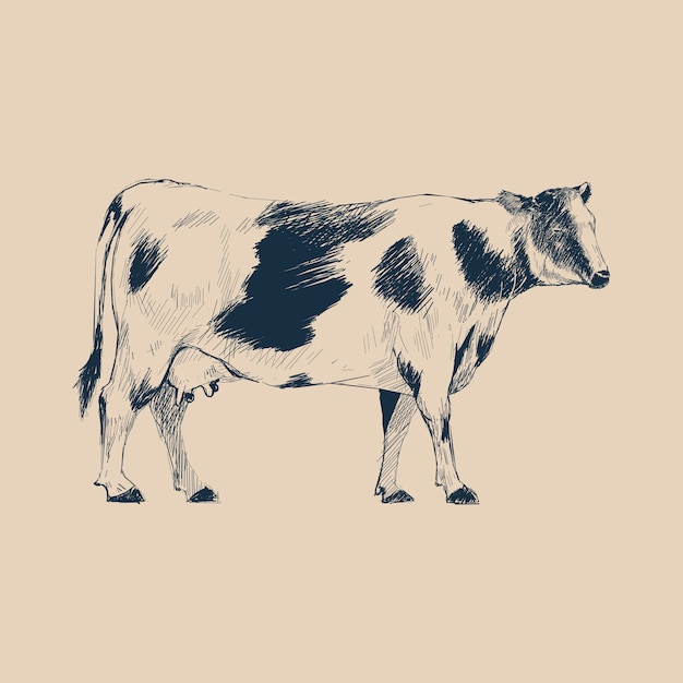 Illustration drawing style of cow