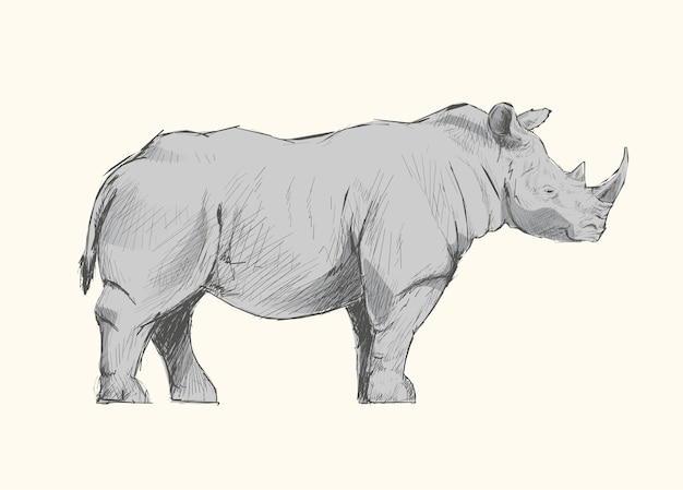 Vector illustration drawing style of rhino