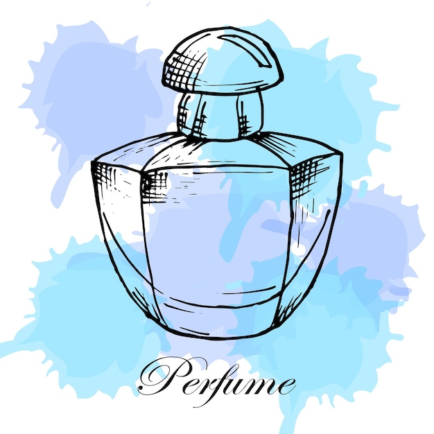 Illustrazione disegnata icona bottiglia di profumo colorato per l'industria della bellezza