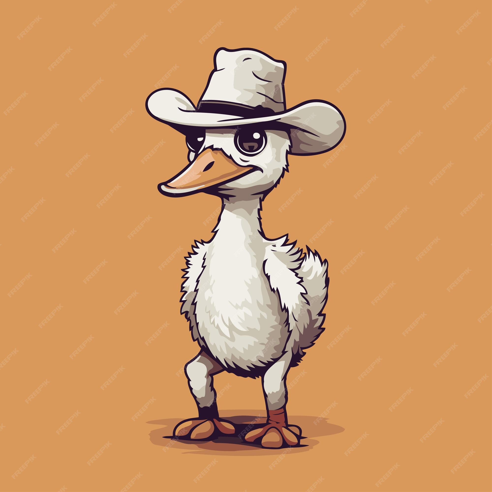 Premium Vector | Illustration of a duck wearing a cowboy hat on an