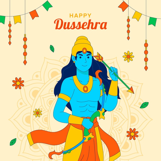 Illustration for dussehra festival celebration