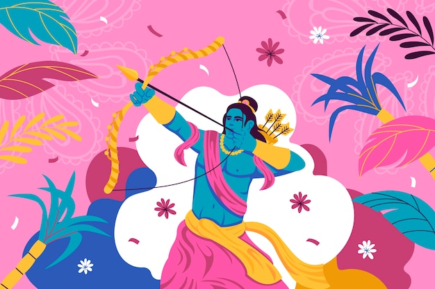 Illustration for dussehra festival celebration