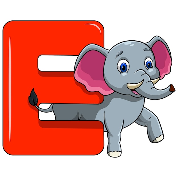 Illustration of E letter for Elephant