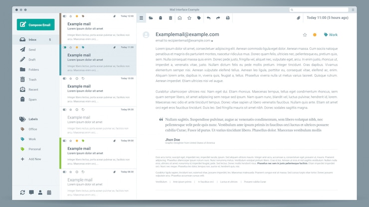 Vector illustration of e-mail light mode window ui vector
