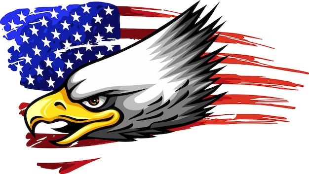 미국 국기와 독수리 머리의 그림