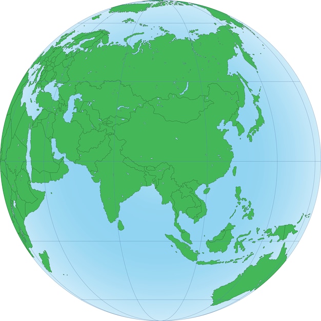 Vector illustration of earth globe with focused on asia