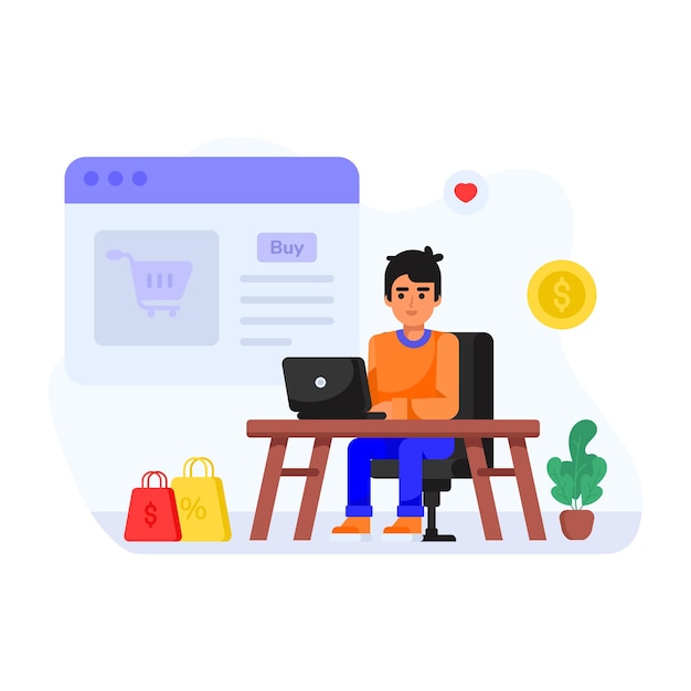 Vector illustration of ecommerce in flat vector design