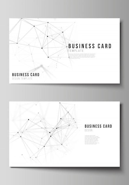 Illustration of the editable layout of two creative business cards design templates. technology, science, medical concept.