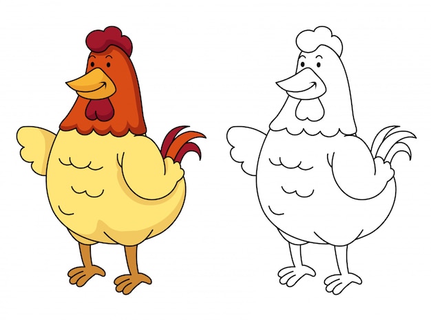 Illustrazione di pollo educativo da colorare