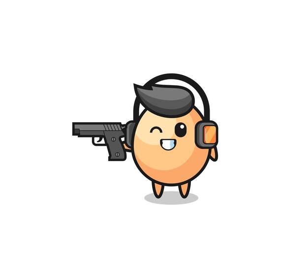 Illustration of egg cartoon doing shooting range