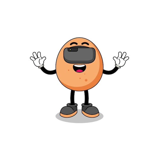 Illustration of egg with a vr headset character design