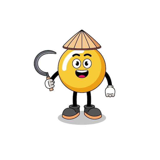 Illustration of egg yolk as an asian farmer