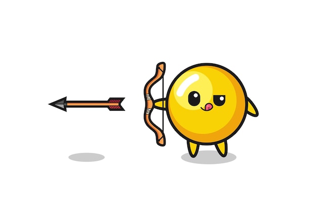 Illustration of egg yolk character doing archery