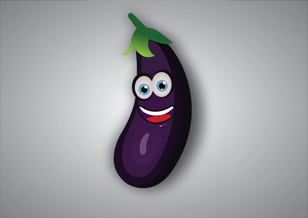 Vector illustration of eggplant brinjal vegetable cartoon character