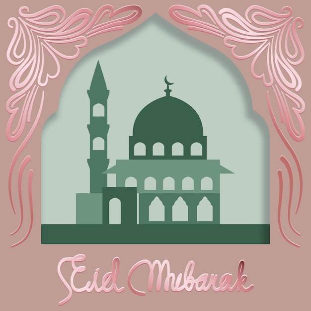 Illustration of Eid Mubarak greetings background vector design for web social mediaor greetings card