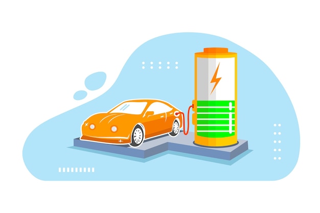 Illustration of Electric Car Charging