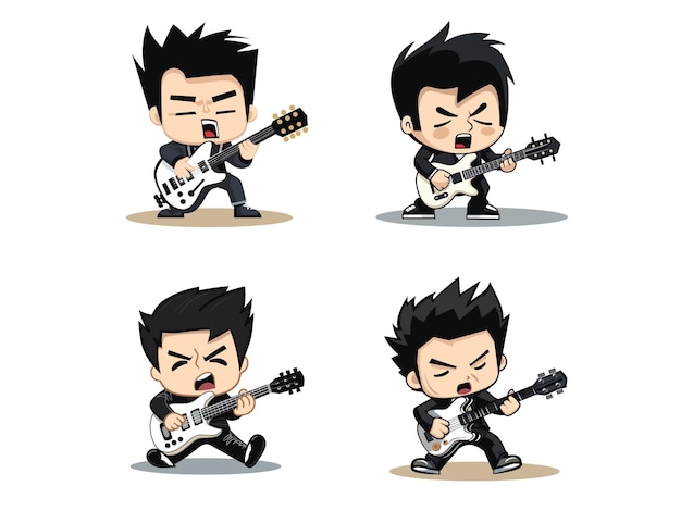 Vector illustration of electrifying rock guitarist in action