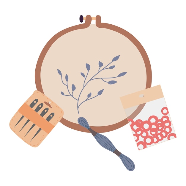 Illustration of an embroidery kit