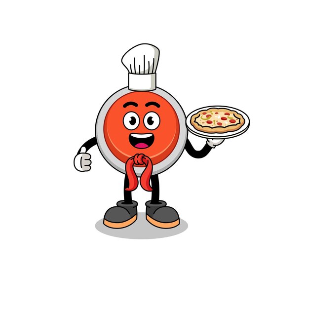 Illustration of emergency button as an italian chef