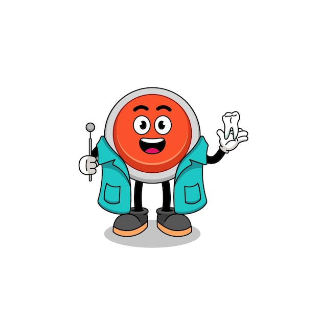 Illustration of emergency button mascot as a dentist