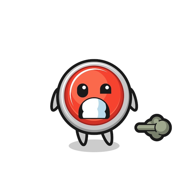 The illustration of the emergency panic button cartoon doing fart cute design