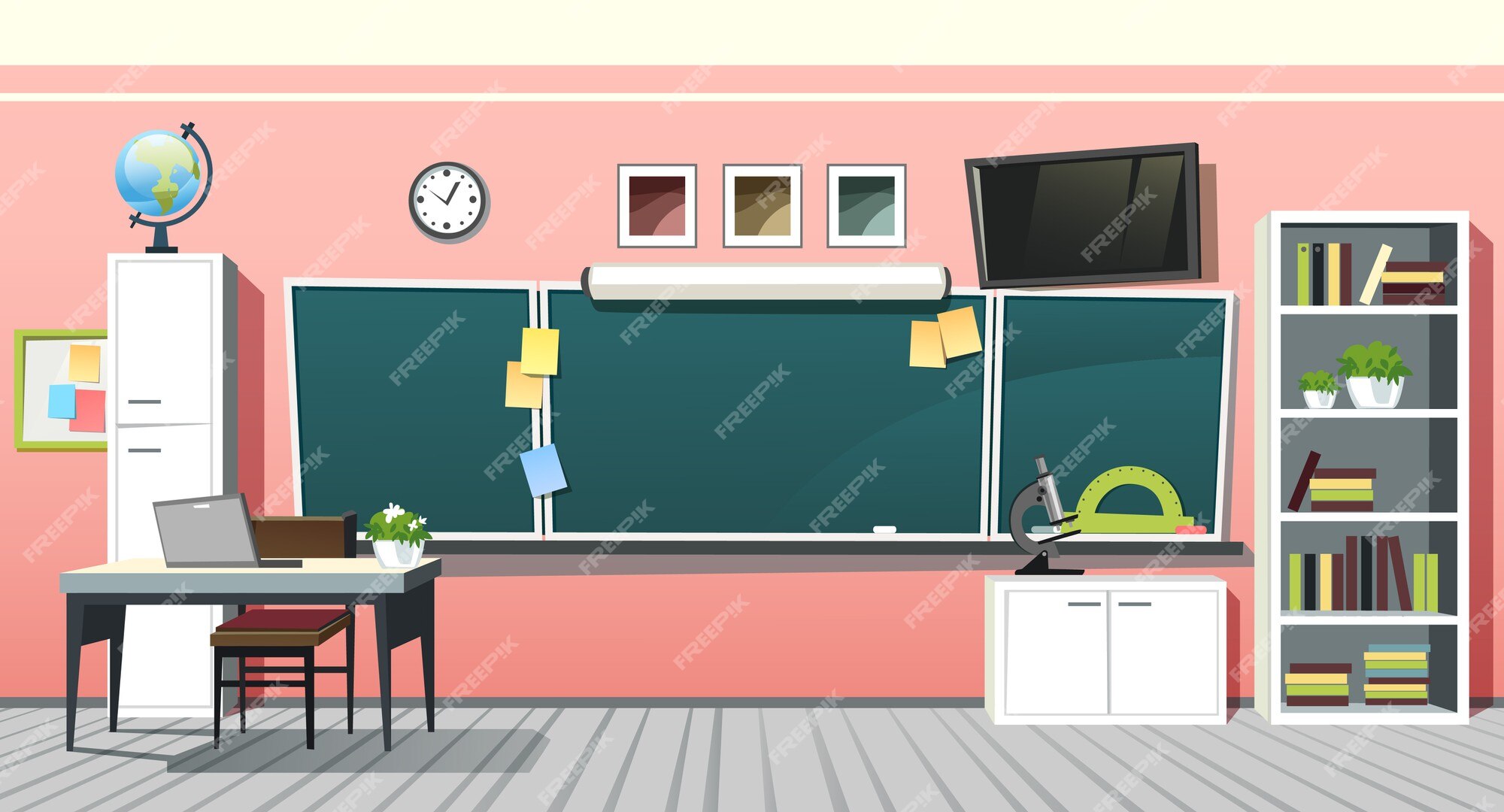 Rendering Classroom Interior Empty Green Board Background Stock Photo by  ©roncivil 383222458