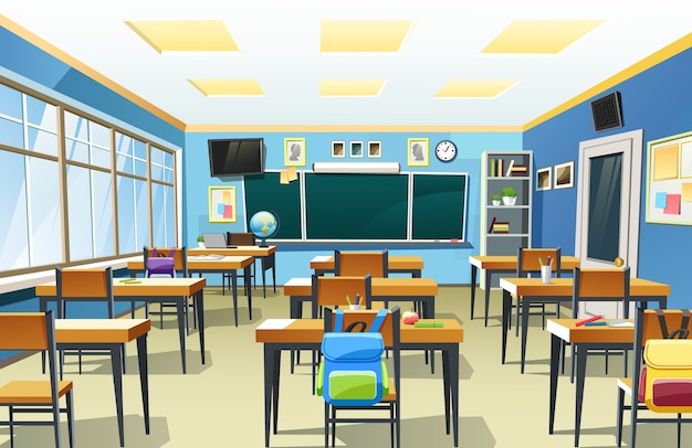 빈 학교 교실 인테리어의 그림