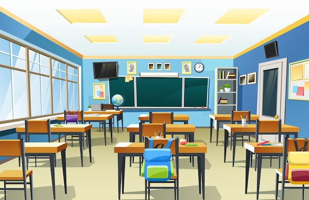 Illustration of empty school classroom interior