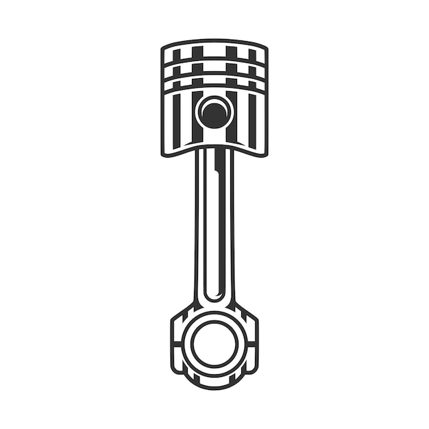 Illustrazione del pistone del motore su sfondo bianco