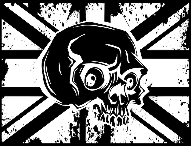 Vector illustration of england flag skull