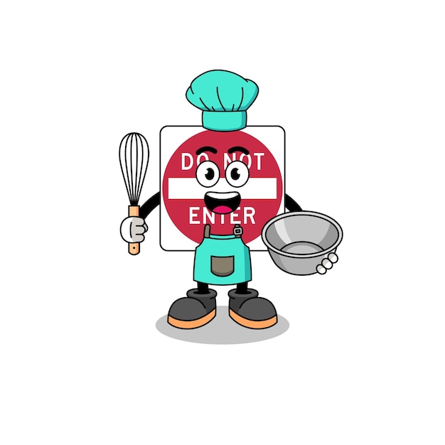 Illustration of do not enter road sign as a bakery chef