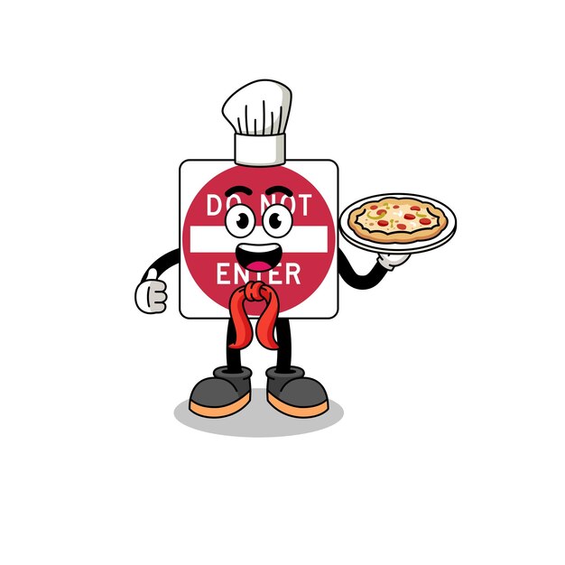 Vector illustration of do not enter road sign as an italian chef