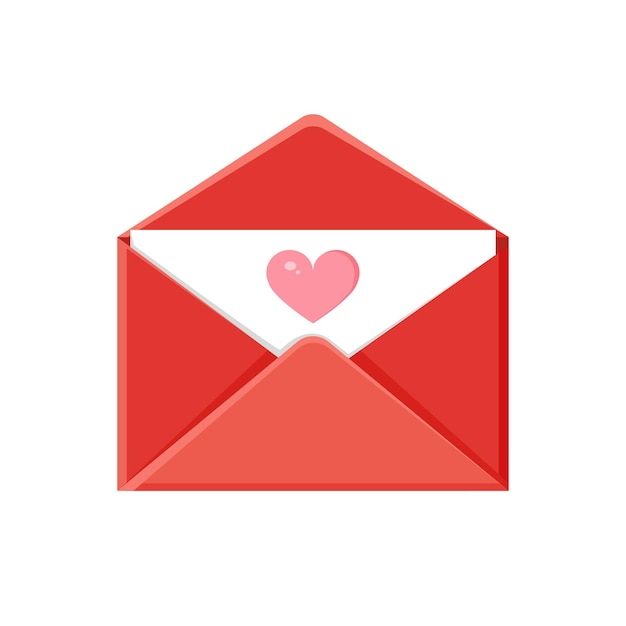 Illustration of an envelope with heart love message valentine's day love