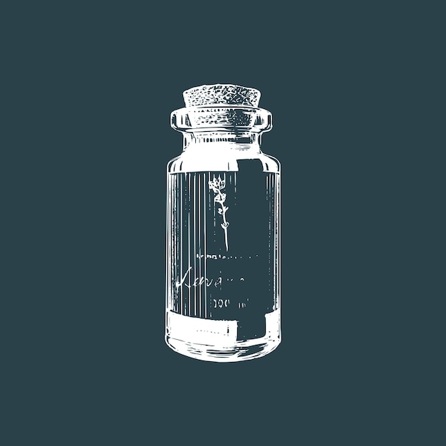 Illustration of essential oil vial perfume bottle