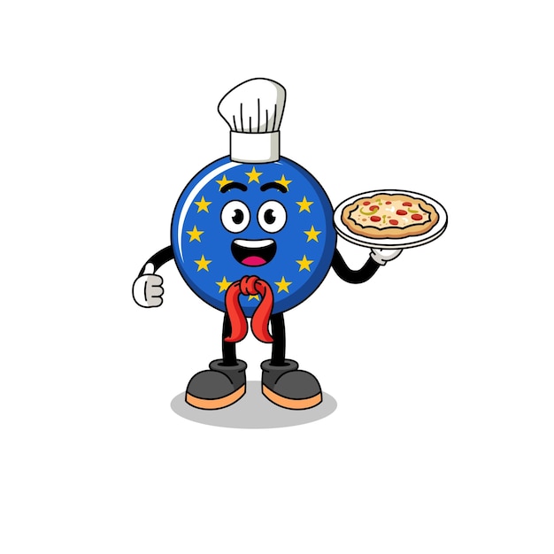 Illustration of europe flag as an italian chef