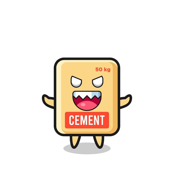 Vector illustration of evil cement sack mascot character cute design