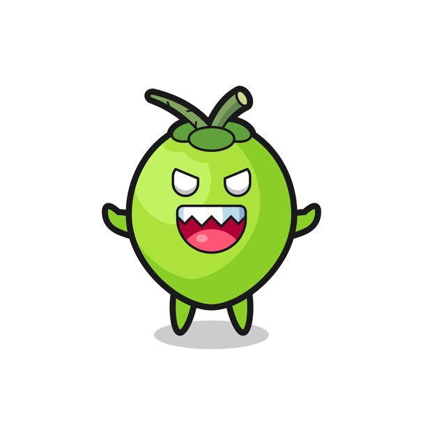 Illustration of evil coconut mascot character