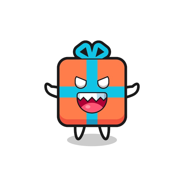 Illustration of evil gift box mascot character , cute style design for t shirt, sticker, logo element