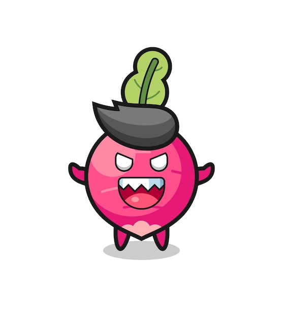 Illustration of evil radish mascot character , cute style design for t shirt, sticker, logo element